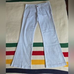 Lucy Love Vintage Light Blue Striped Seersucker Flared Bell Bottom Pants S 5/6
